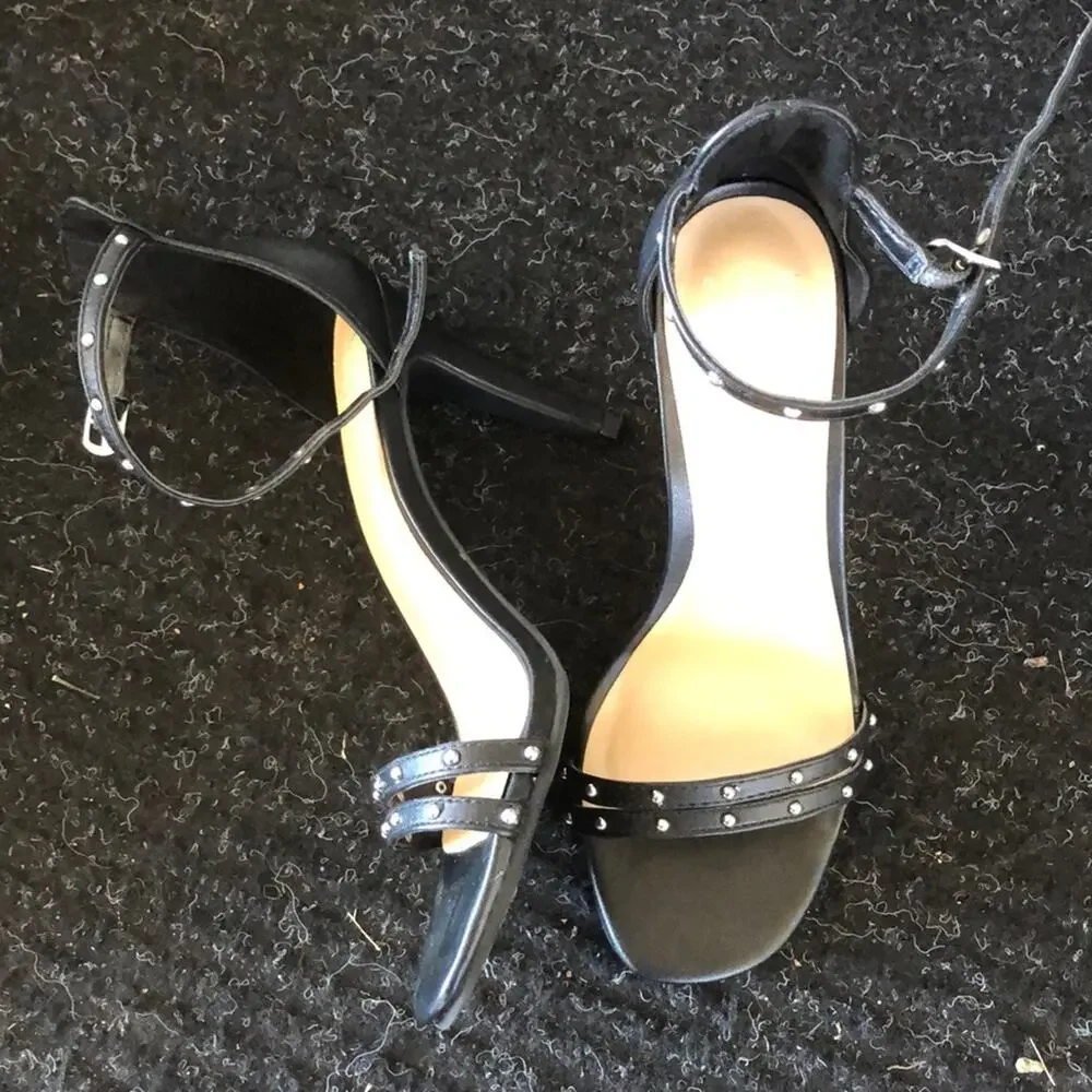 A New Day Strappy Black Studded High Heels